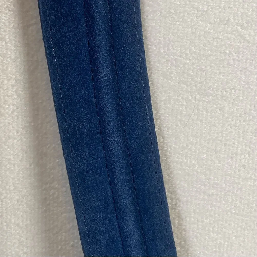 Per Se Blue Suede Belt W/2 Tone Silver Buckle